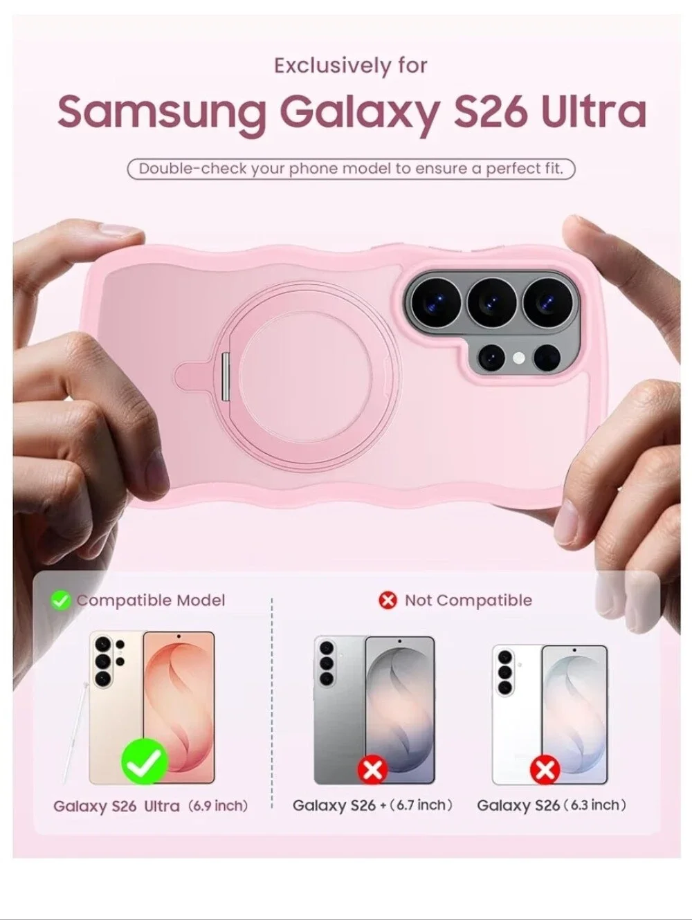 Cute Wavy Rugged Case for Samsung Galaxy S26 Ultra Phone
